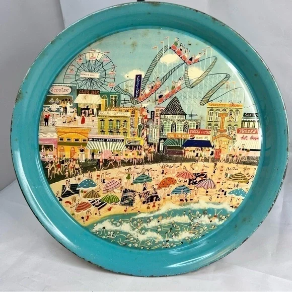 Vintage Coney Island Pepsi Cola Metal Round Drink Serving Tray - Picture 5 of 5